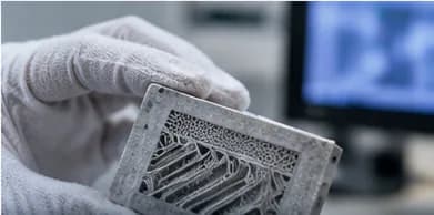 Illustrative close-up of a part with an internal lattice structure