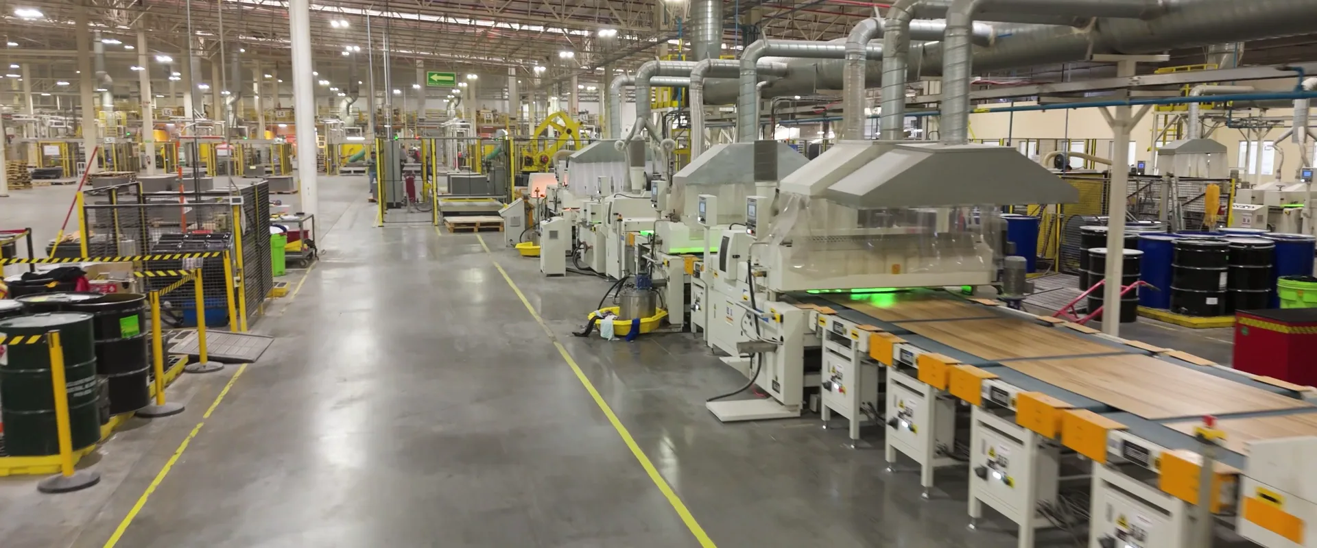 Industrial machining and process data in a factory scene
